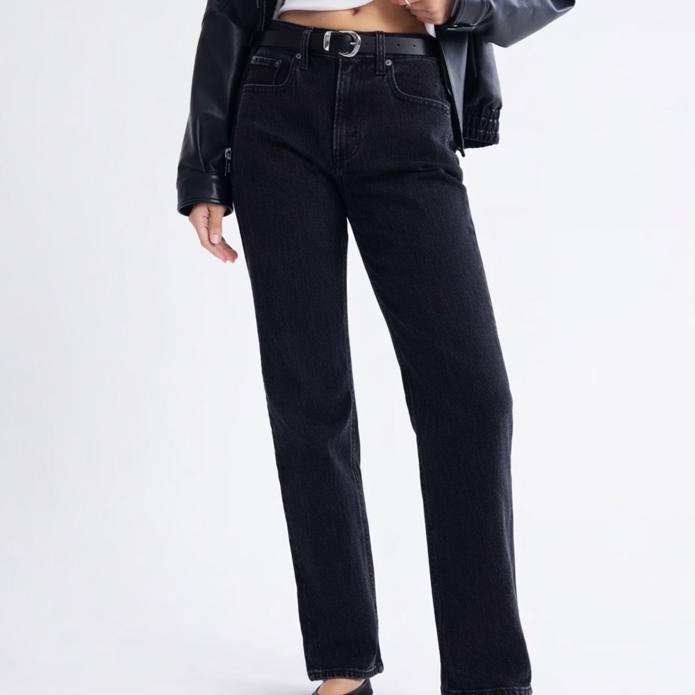 Abercrombie & Fitch The Vintage Straight Jeans Womens 31/12 Tall Black High Rise
